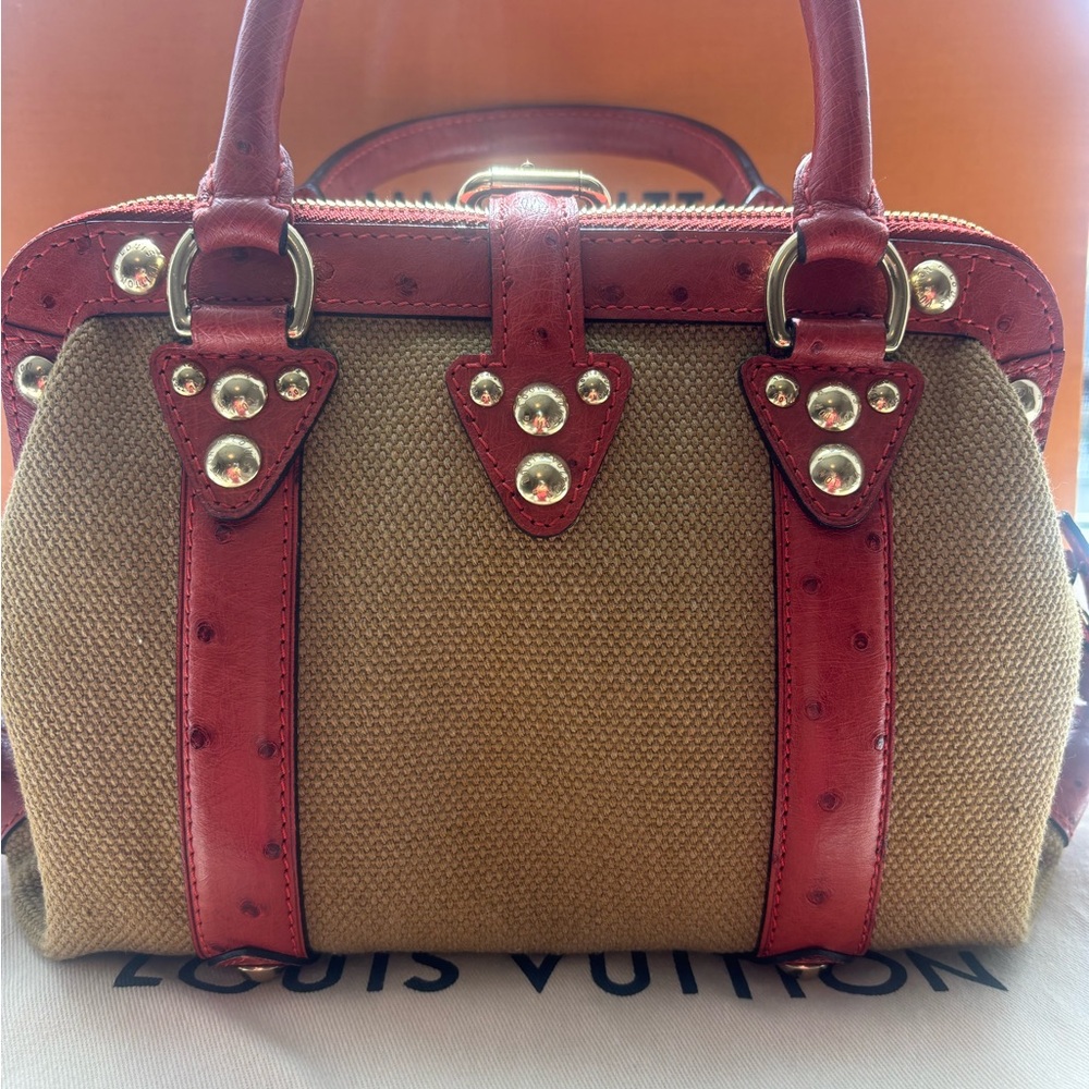 Louis Vuitton sac de nuit toile Trianon canvas ostrich mm - Picture 3 of 12